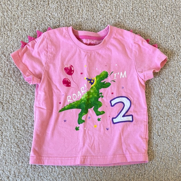 🎉 3 for $10 🎉 Pink Dinosaur Kids Second Birthday T-Shirt - Picture 1 of 3